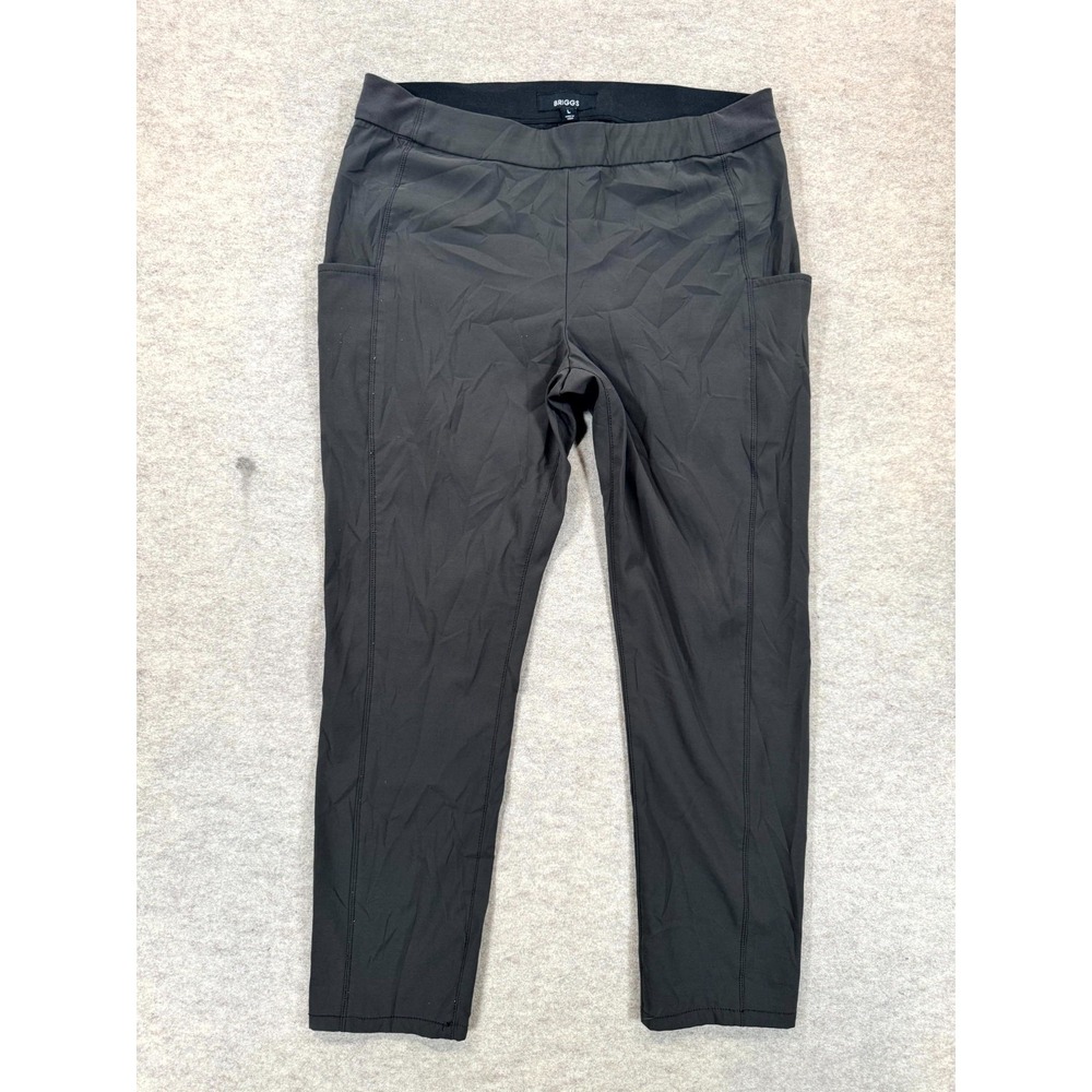 Briggs Pull On Side Pocket Pants Womens Large Gray Straight Leg Ankle Length